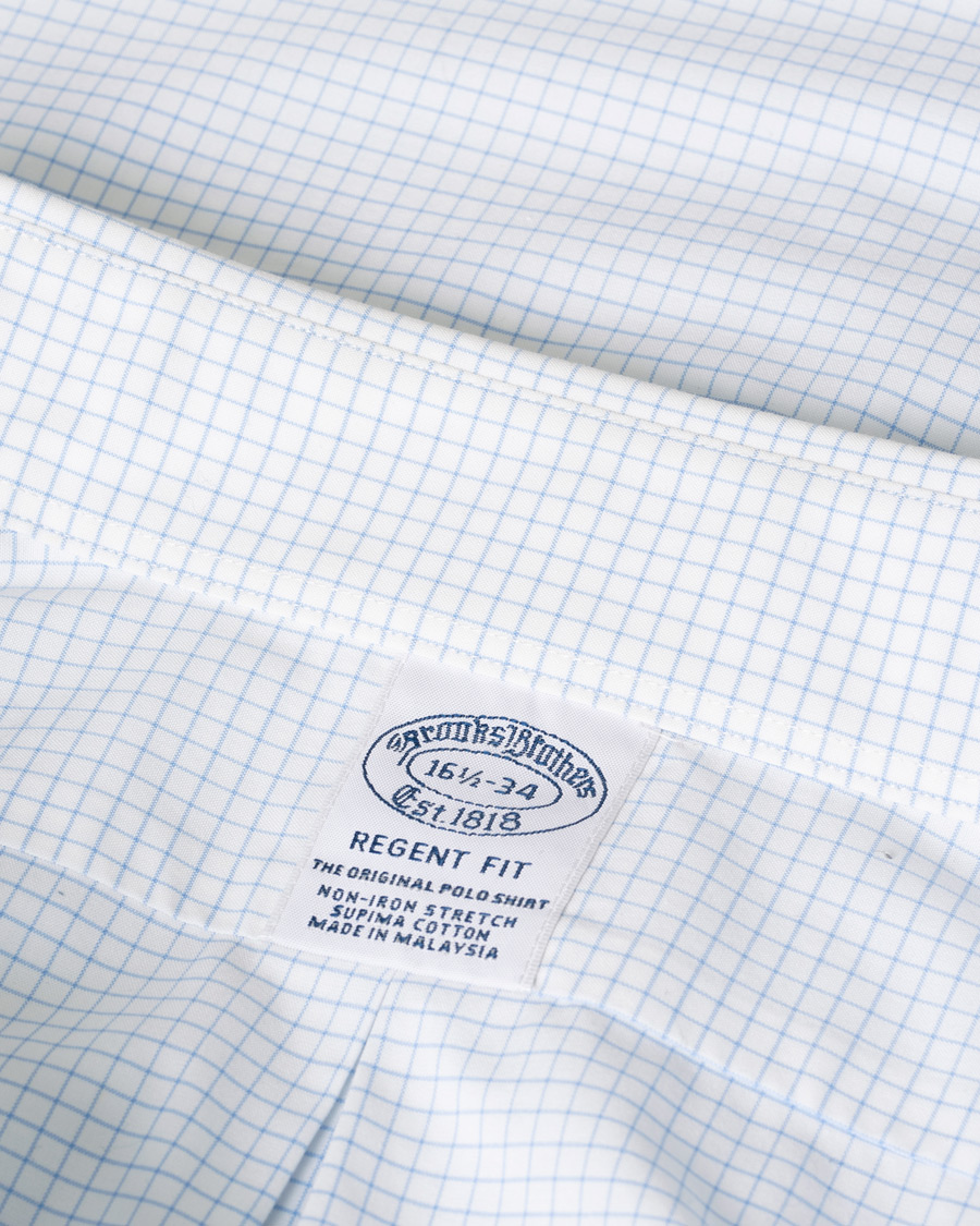 Homme | Brooks Brothers Regent Fit Non Iron Gingham Shirt Blue | Pre-owned | Brooks Brothers Regent Fit Non Iron Gingham Shirt Blue