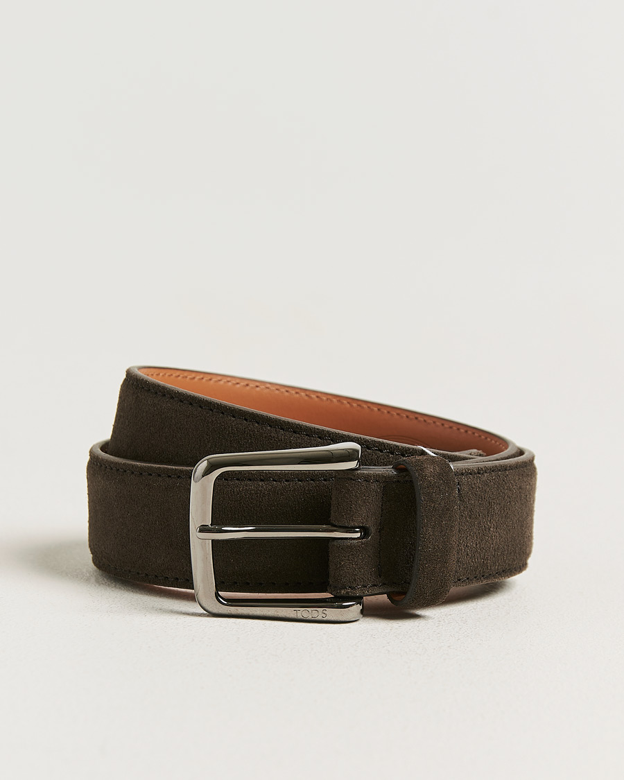 Homme | Pre-owned Accessoires | Pre-owned | Tod's Suede 3,5 cm Belt Brown 95