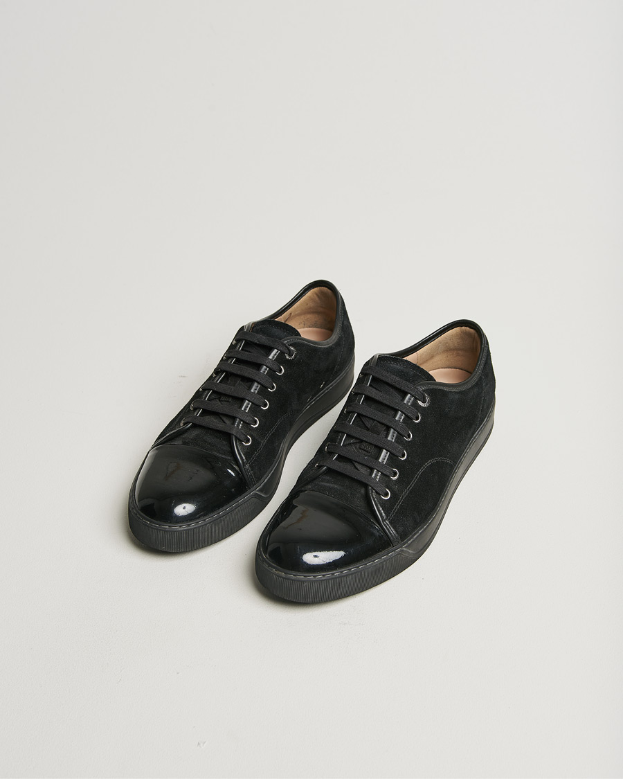 Homme | Lanvin Patent Cap Toe Sneaker Black/Black | Pre-owned | Lanvin Patent Cap Toe Sneaker Black/Black