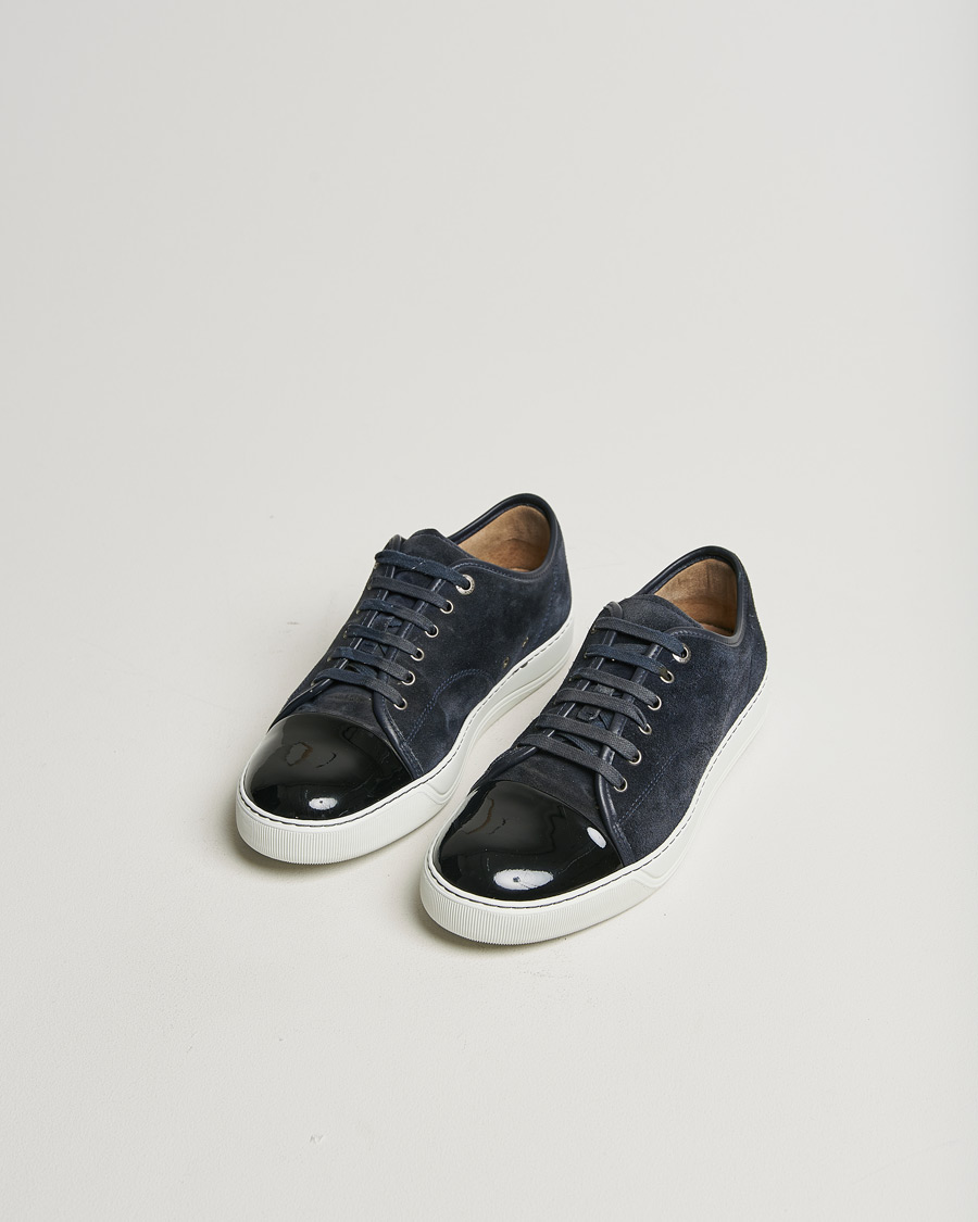 Homme | Lanvin Patent Cap Toe Sneaker Navy | Pre-owned | Lanvin Patent Cap Toe Sneaker Navy