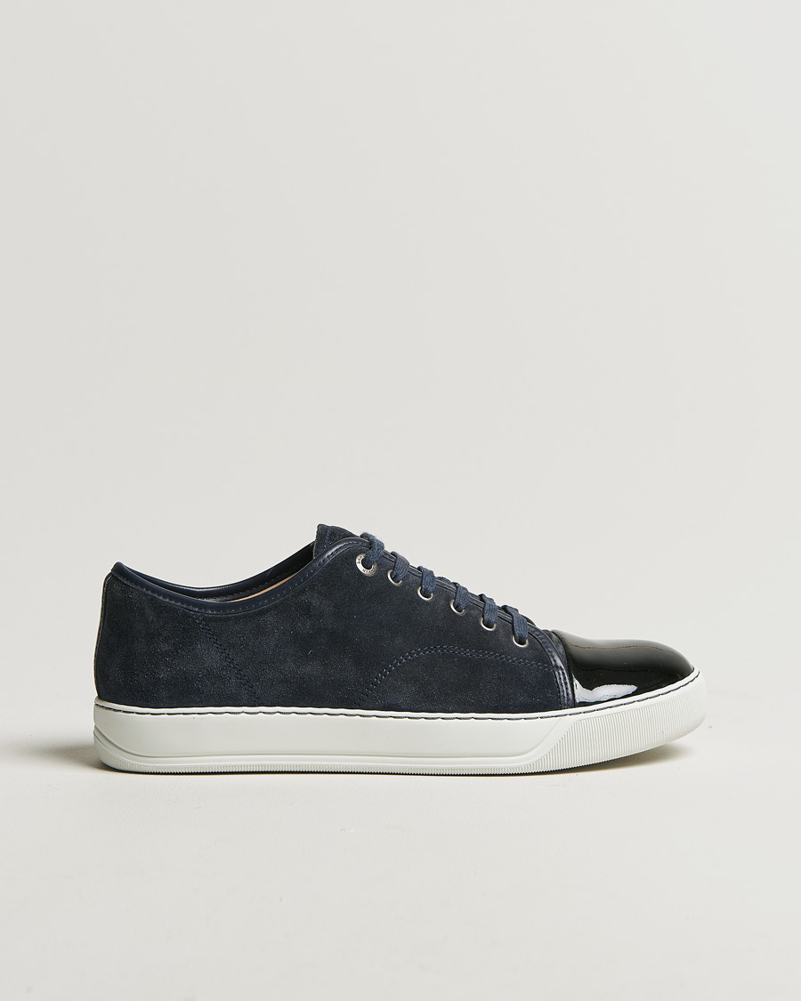 Homme | Lanvin Patent Cap Toe Sneaker Navy | Pre-owned | Lanvin Patent Cap Toe Sneaker Navy