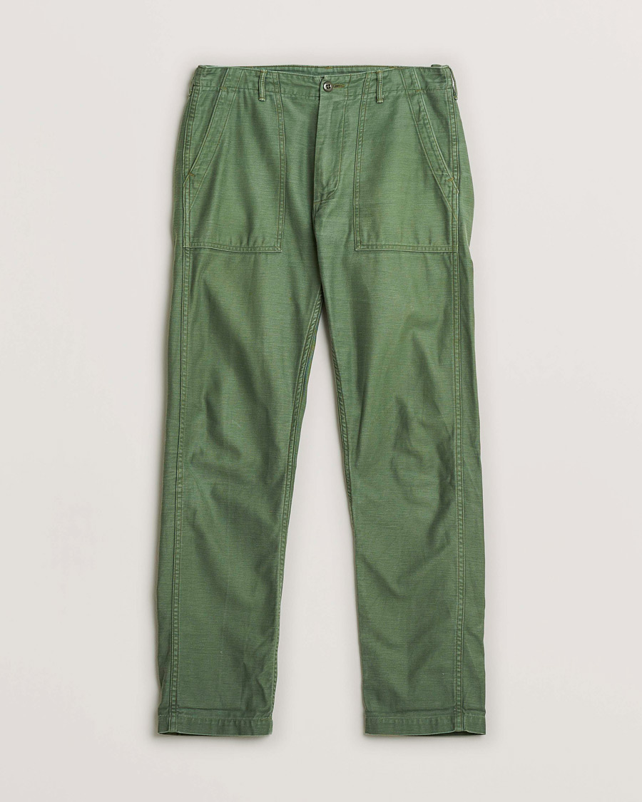 Homme | orSlow Slim Fit Original Sateen Fatigue Pants Green M | Pre-owned | orSlow Slim Fit Original Sateen Fatigue Pants Green M