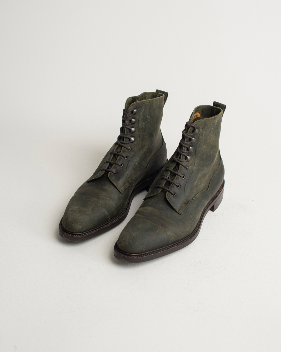 Homme | Edward Green Galway Dainite Boot Khaki Waxed Suede | Pre-owned | Edward Green Galway Dainite Boot Khaki Waxed Suede