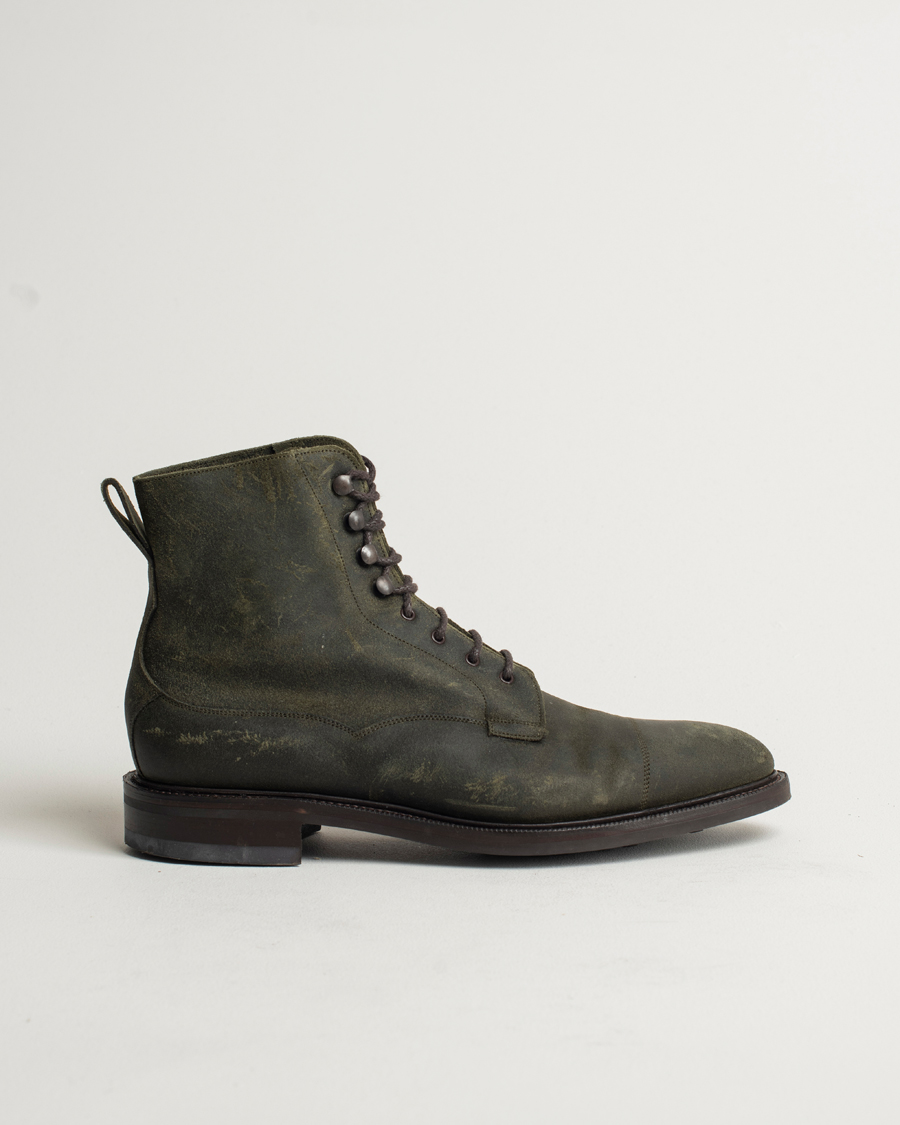 Homme | Edward Green Galway Dainite Boot Khaki Waxed Suede | Pre-owned | Edward Green Galway Dainite Boot Khaki Waxed Suede