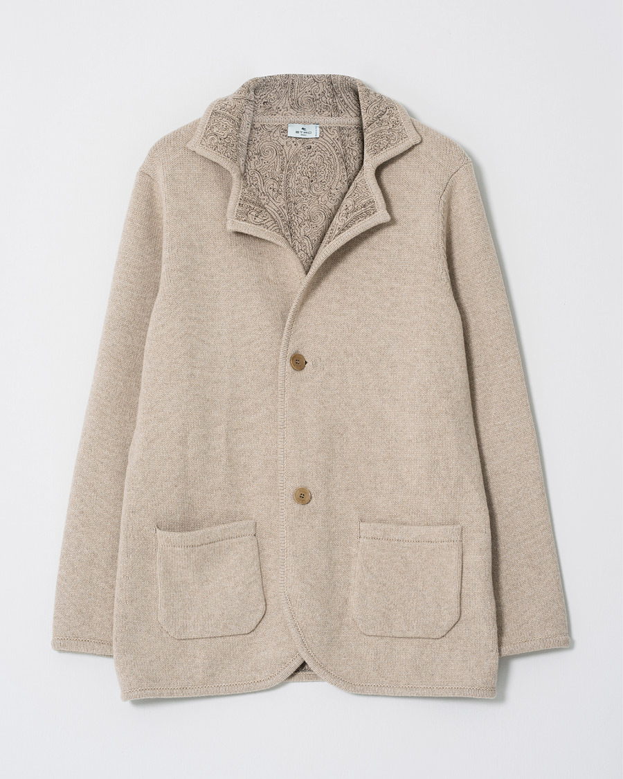 Homme | Blazers | Pre-owned | Etro Cashmere Knitted Blazer Beige L