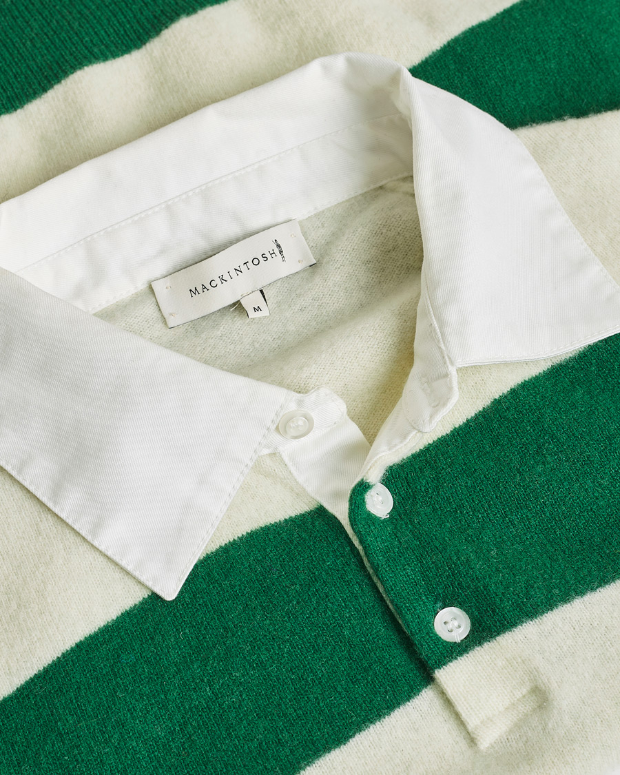 Homme | Mackintosh Knitted Wool Rugby Sweater Green/White | Pre-owned | Mackintosh Knitted Wool Rugby Sweater Green/White