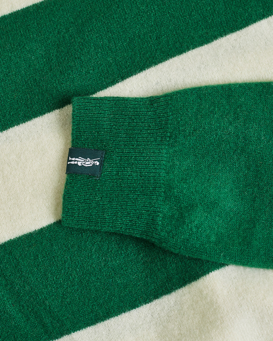 Homme | Mackintosh Knitted Wool Rugby Sweater Green/White | Pre-owned | Mackintosh Knitted Wool Rugby Sweater Green/White