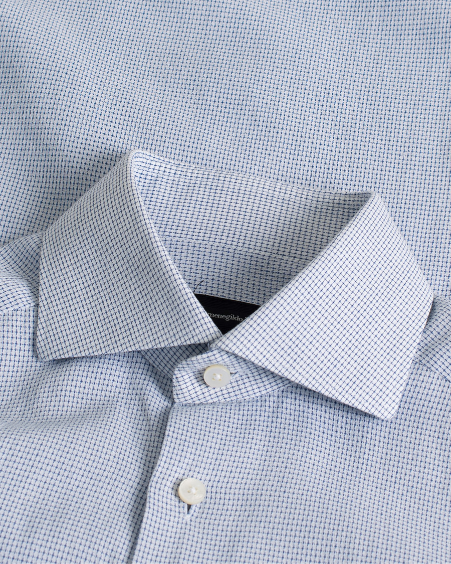 Homme | Chemises | Pre-owned | Ermenegildo Zegna Slim Fit Cotton Blend Shirt Light Blue Check 38 - S