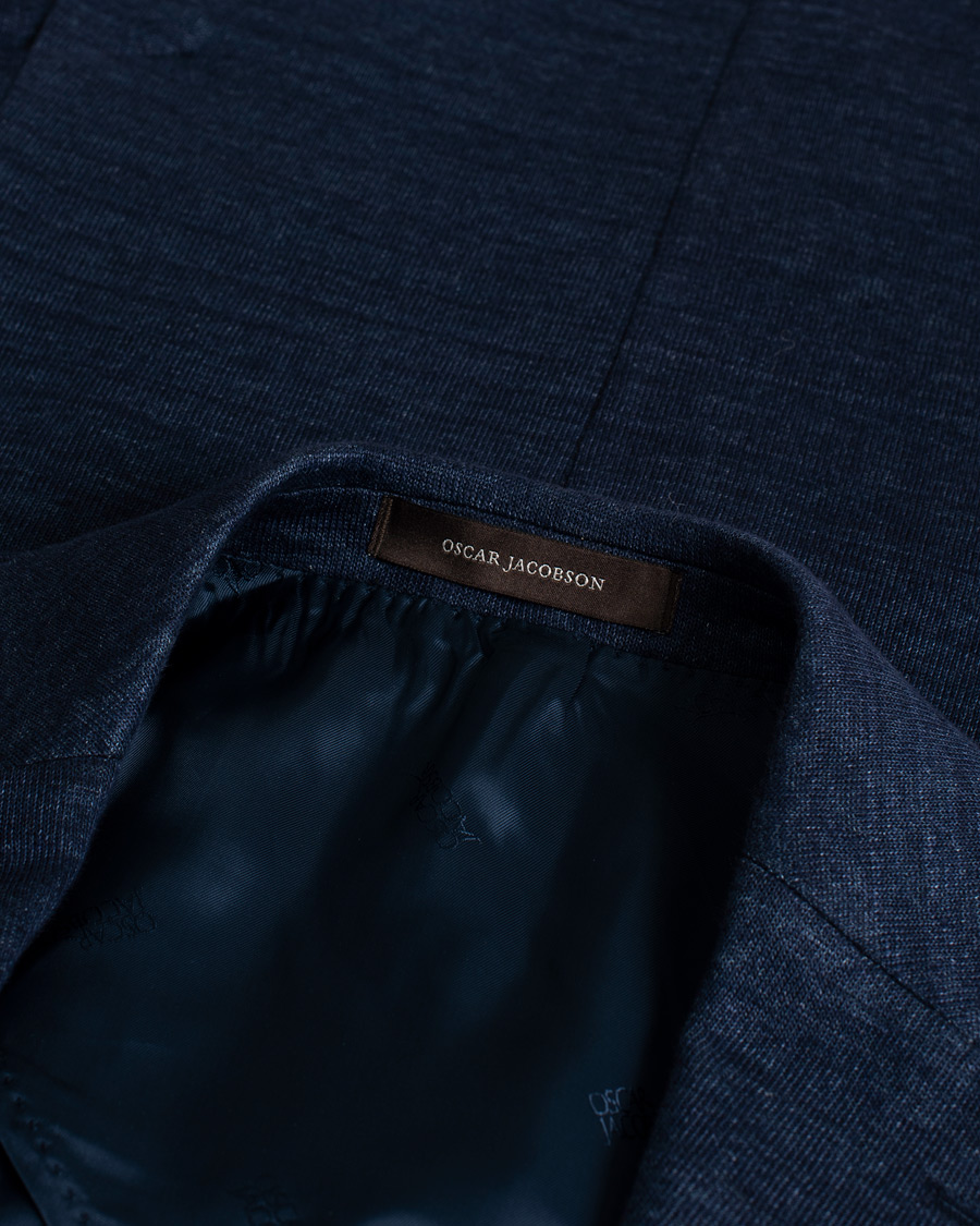 Homme | Blazers | Pre-owned | Oscar Jacobson Egel Patch Linen Blazer Blue 50