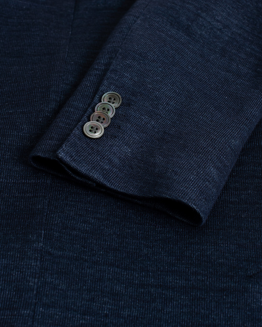 Homme | Blazers | Pre-owned | Oscar Jacobson Egel Patch Linen Blazer Blue 50