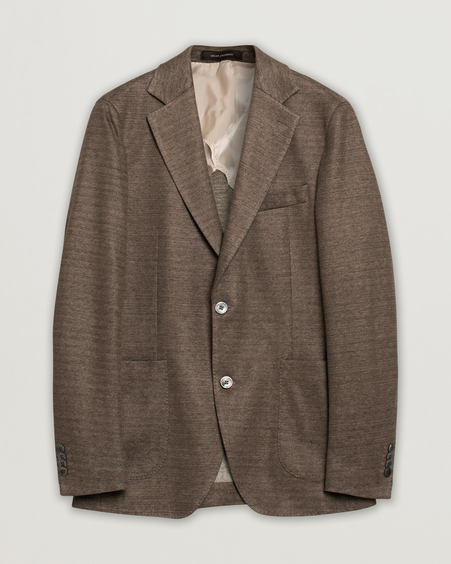 Homme | Blazers | Pre-owned | Oscar Jacobson Egel Patch Linen Blazer Brown 50
