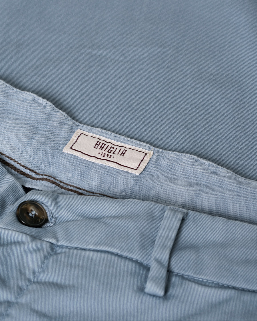 Homme | Pantalons | Pre-owned | Briglia 1949 Slim Fit Cotton Chinos Light Blue