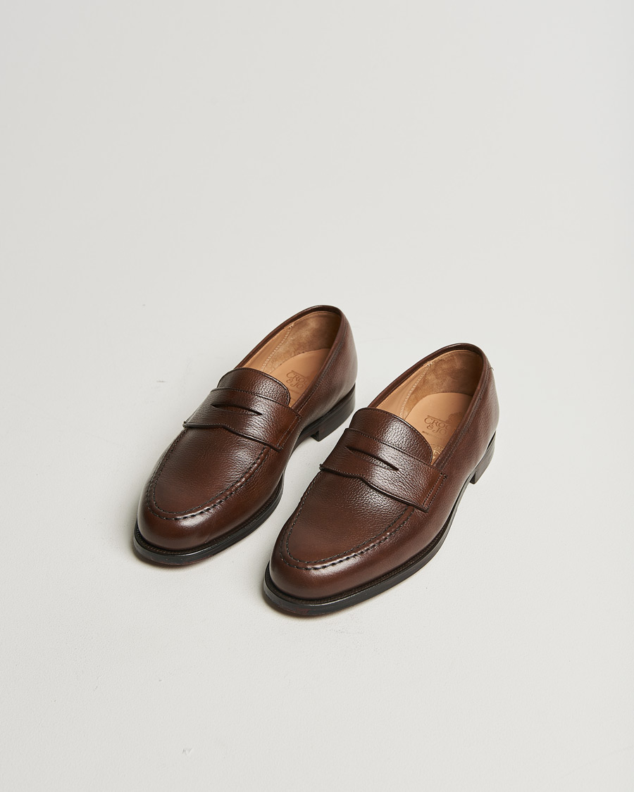 Homme | Crockett & Jones x Tärnsjö Garveri Boston Milled Grain Leather Sole Dk Brown Calf | Pre-owned | Crockett & Jones x Tärnsjö Garveri Boston Milled Grain Leather Sole Dk Brown Calf