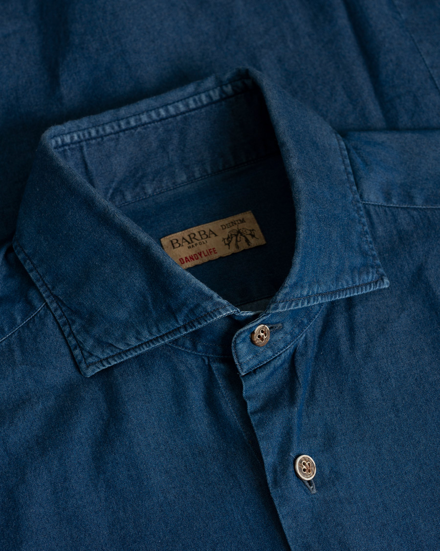 Homme | Chemises | Pre-owned | Barba Napoli Dandylife Denim Slim Fit Shirt Dark Blue 41 - L