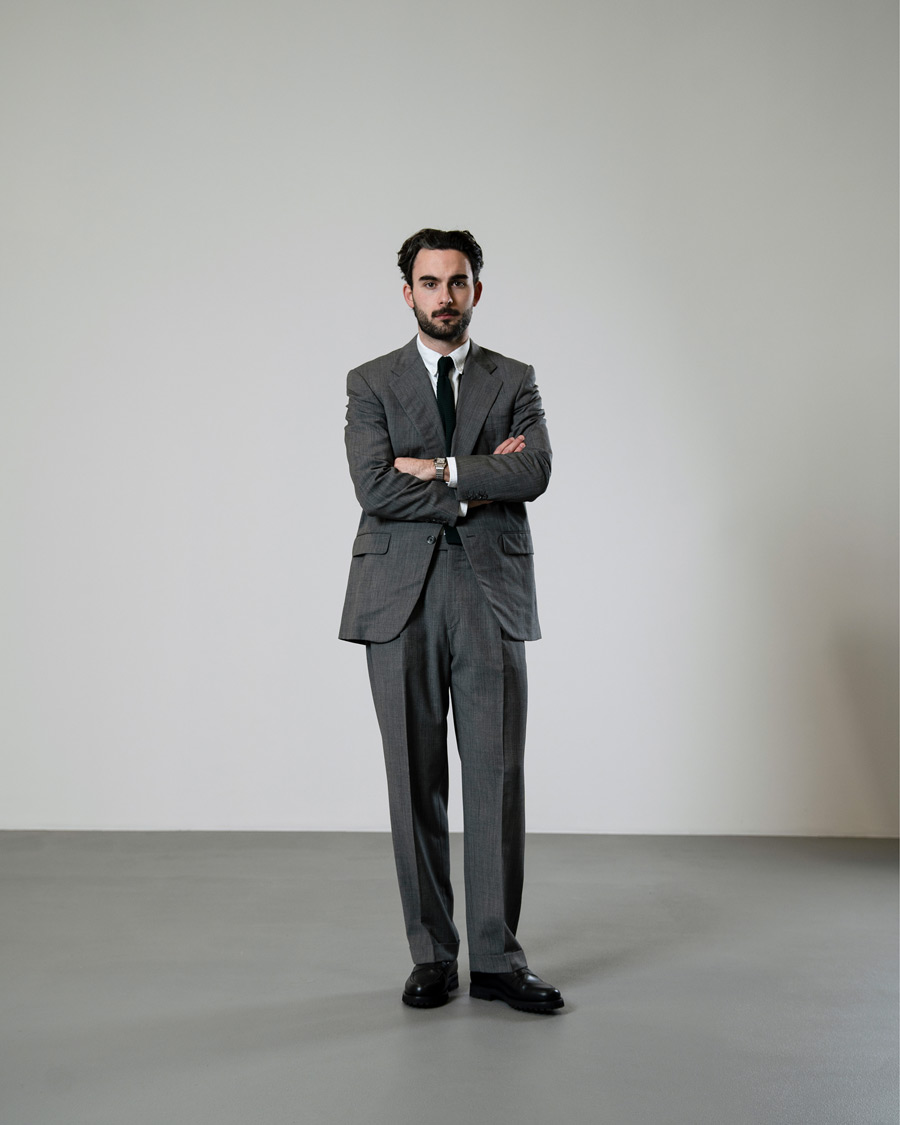 Homme | Burberry Vintage Wool Suit Grey Melange 50 | Pre-owned | Burberry Vintage Wool Suit Grey Melange 50