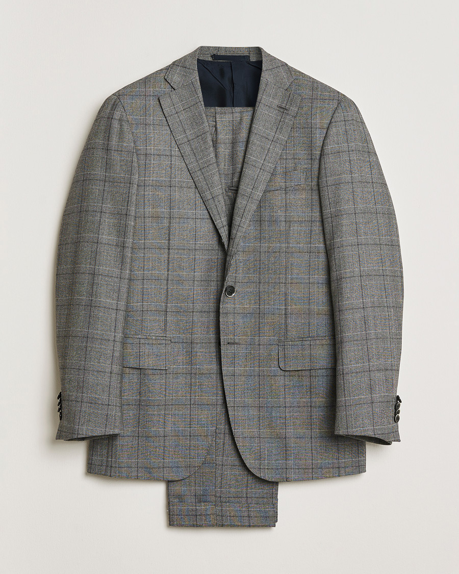 Homme | Pre-owned Costumes | Pre-owned | Caruso Checked Wool Suit Grey 48