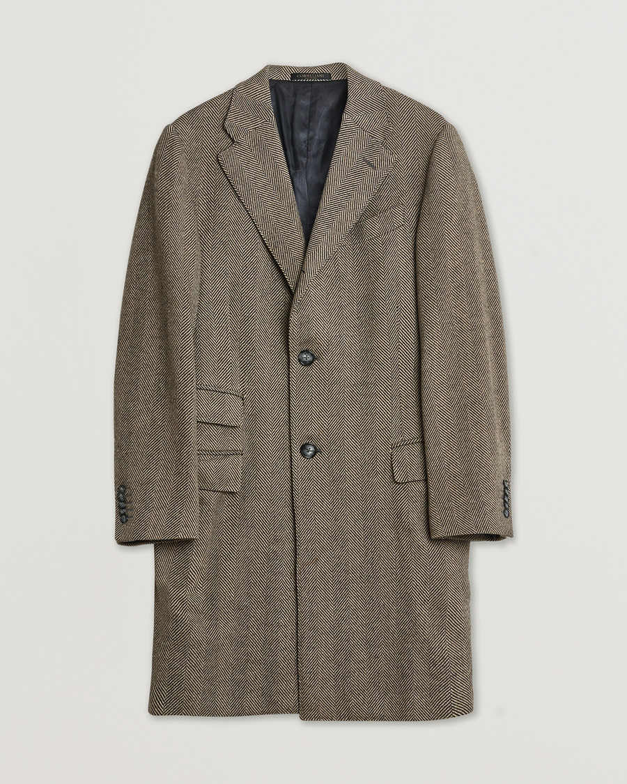 Homme | Pre-owned Manteaux Et Vestes | Pre-owned | Corneliani Cashmere Blend Herringbone Coat Brown 46