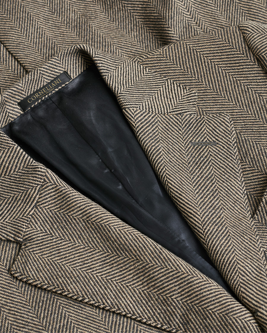Homme | Pre-owned Manteaux Et Vestes | Pre-owned | Corneliani Cashmere Blend Herringbone Coat Brown 46
