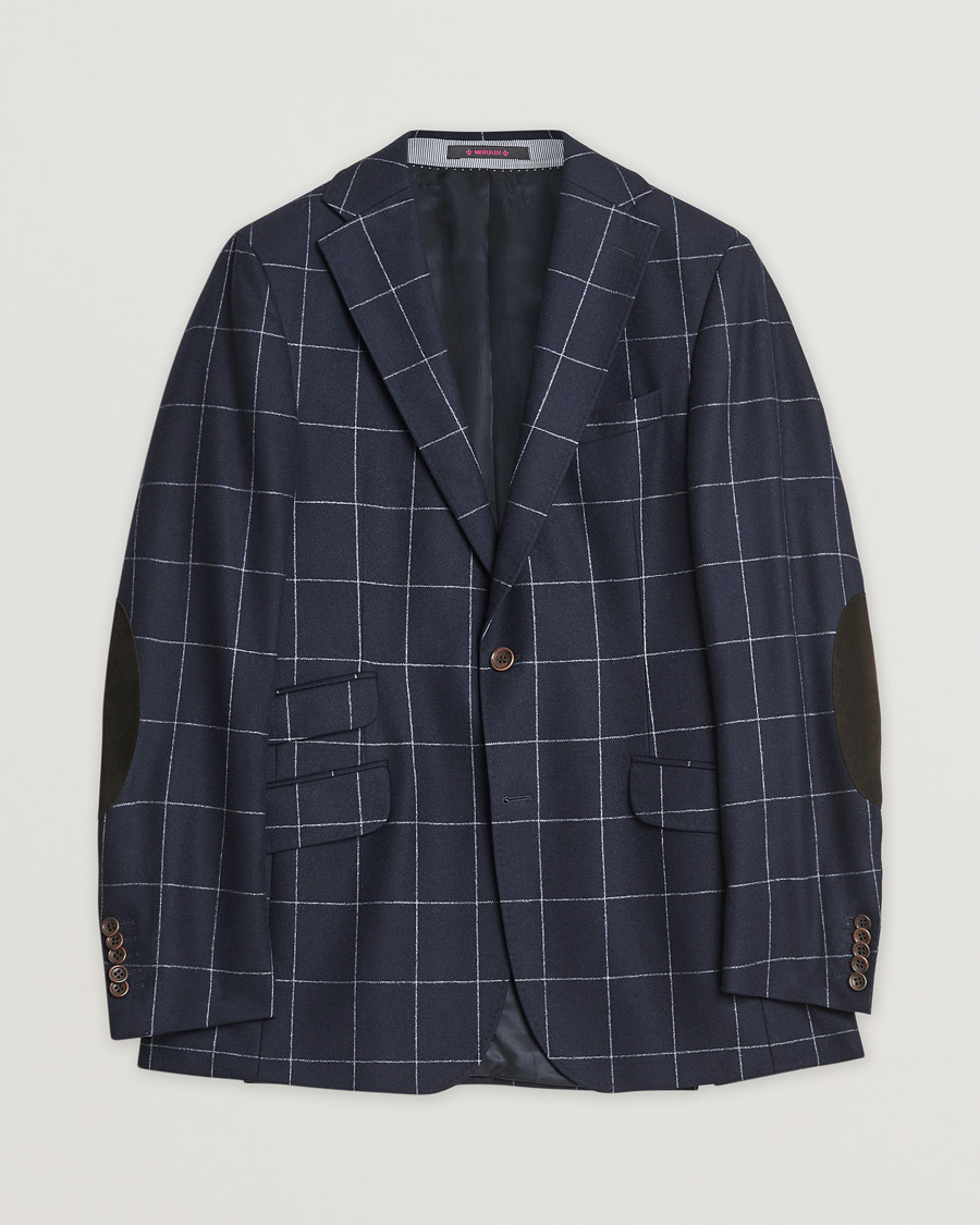 Homme | Morris Heritage Check Flannel Blazer Navy 48 | Pre-owned | Morris Heritage Check Flannel Blazer Navy 48