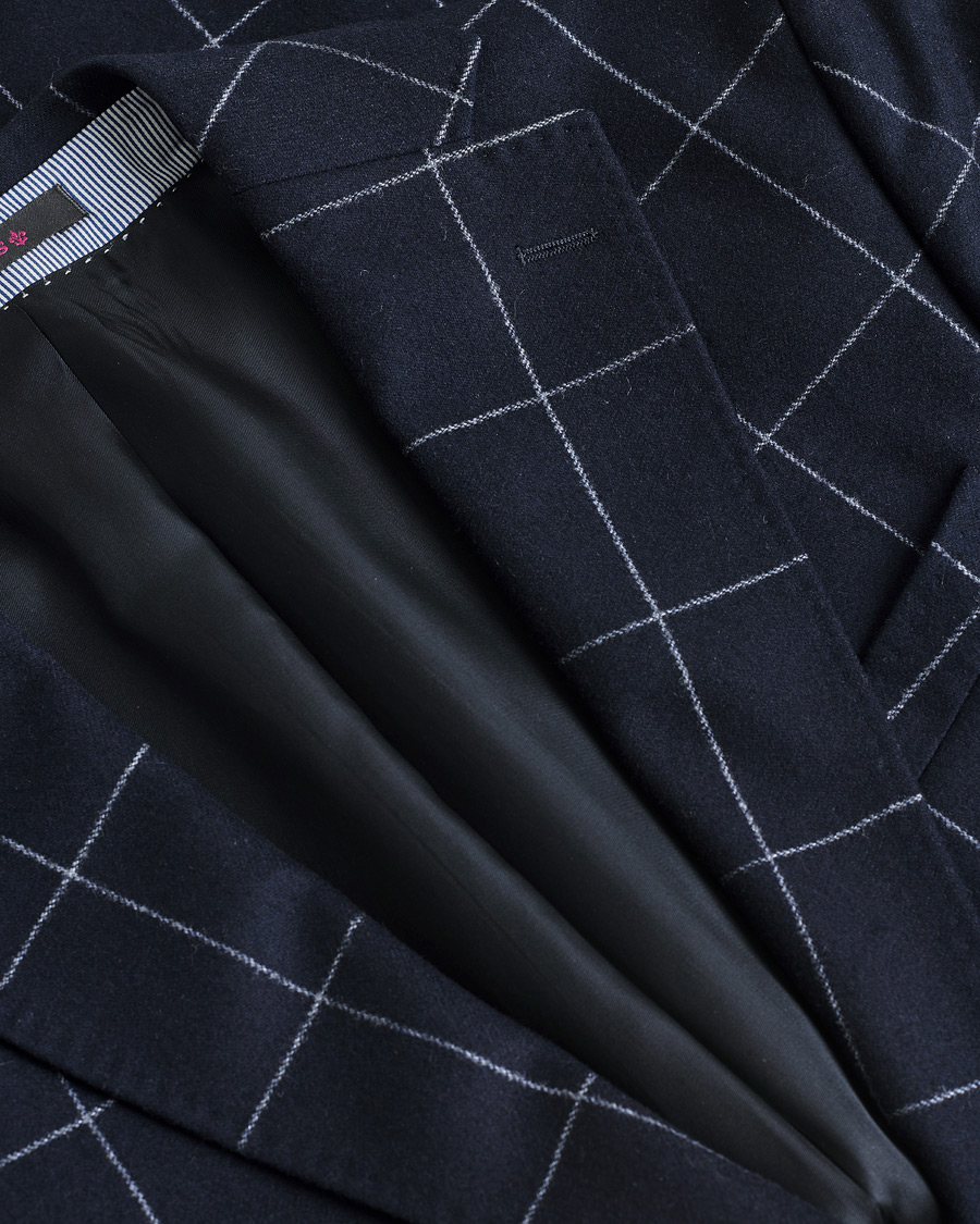 Homme | Morris Heritage Check Flannel Blazer Navy 48 | Pre-owned | Morris Heritage Check Flannel Blazer Navy 48