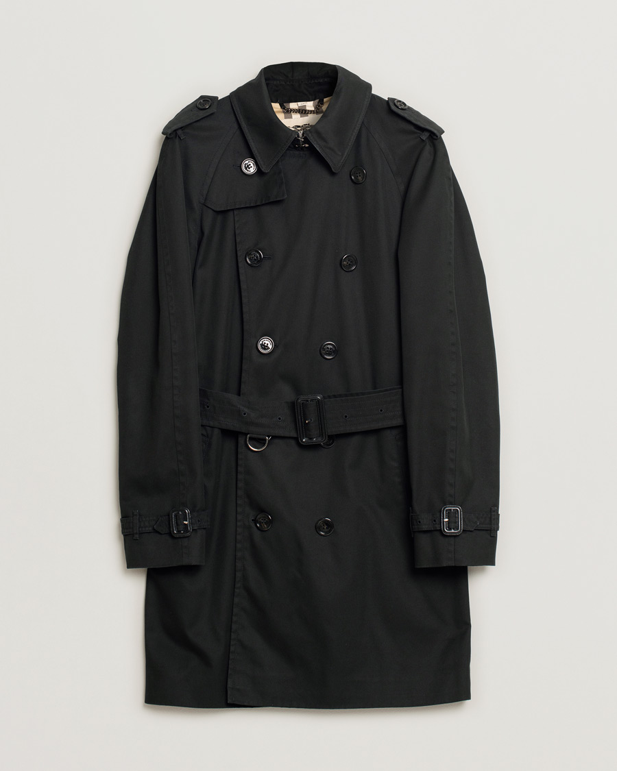 Homme | Burberry Mid-length Kensington Trench Black 50 | Pre-owned | Burberry Mid-length Kensington Trench Black 50