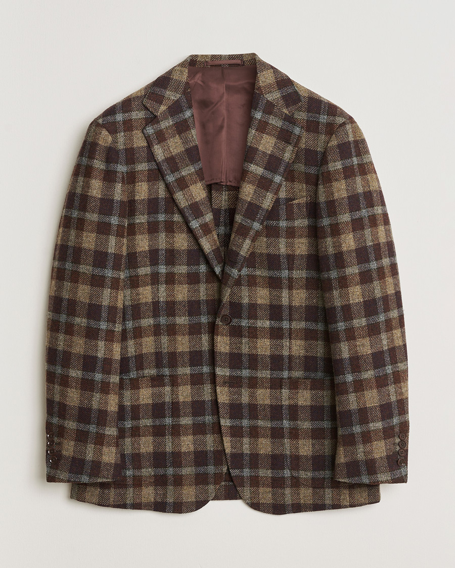 Homme | Pre-owned Blazers | Pre-owned | Ring Jacket Checked Wool Blazer Brown 50