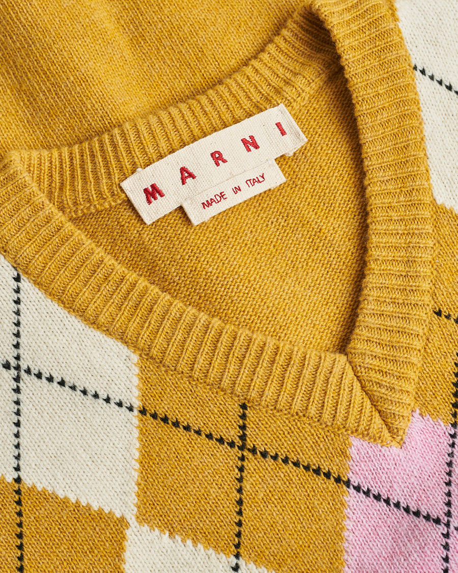 Homme | Pre-owned Pulls Et Tricots | Pre-owned | Marni Shetland Argyle Knit Vest White/Yellow 48ashmere Hoodie Beige S