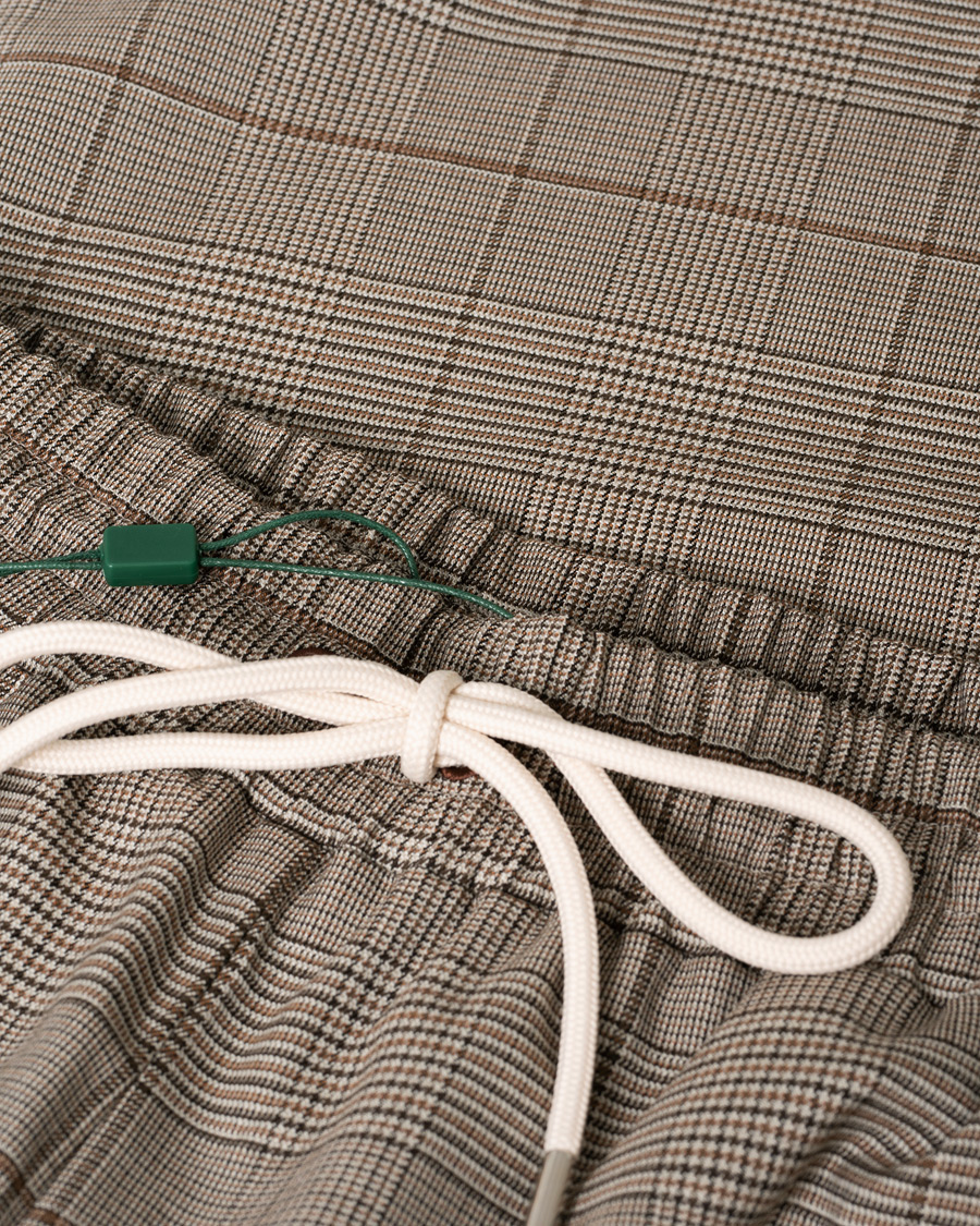 Homme | Pantalons | Pre-owned | Drôle de Monsieur Wool Drawstring Trousers Brown Check