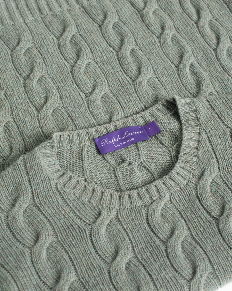 Homme | Pulls Et Tricots | Pre-owned | Ralph Lauren Purple Label Cashmere Cable Crew Neck Sweater Sea Spray