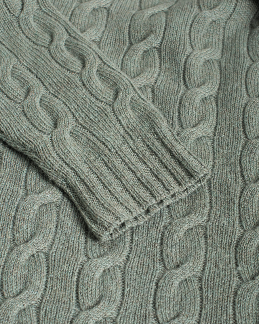 Homme | Pulls Et Tricots | Pre-owned | Ralph Lauren Purple Label Cashmere Cable Crew Neck Sweater Sea Spray