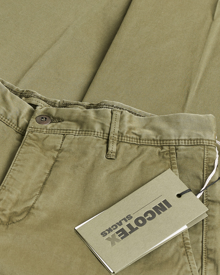 Homme | Pre-owned Pantalons | Pre-owned | Incotex Slim Fit Garment Dyed Slacks Olive W29