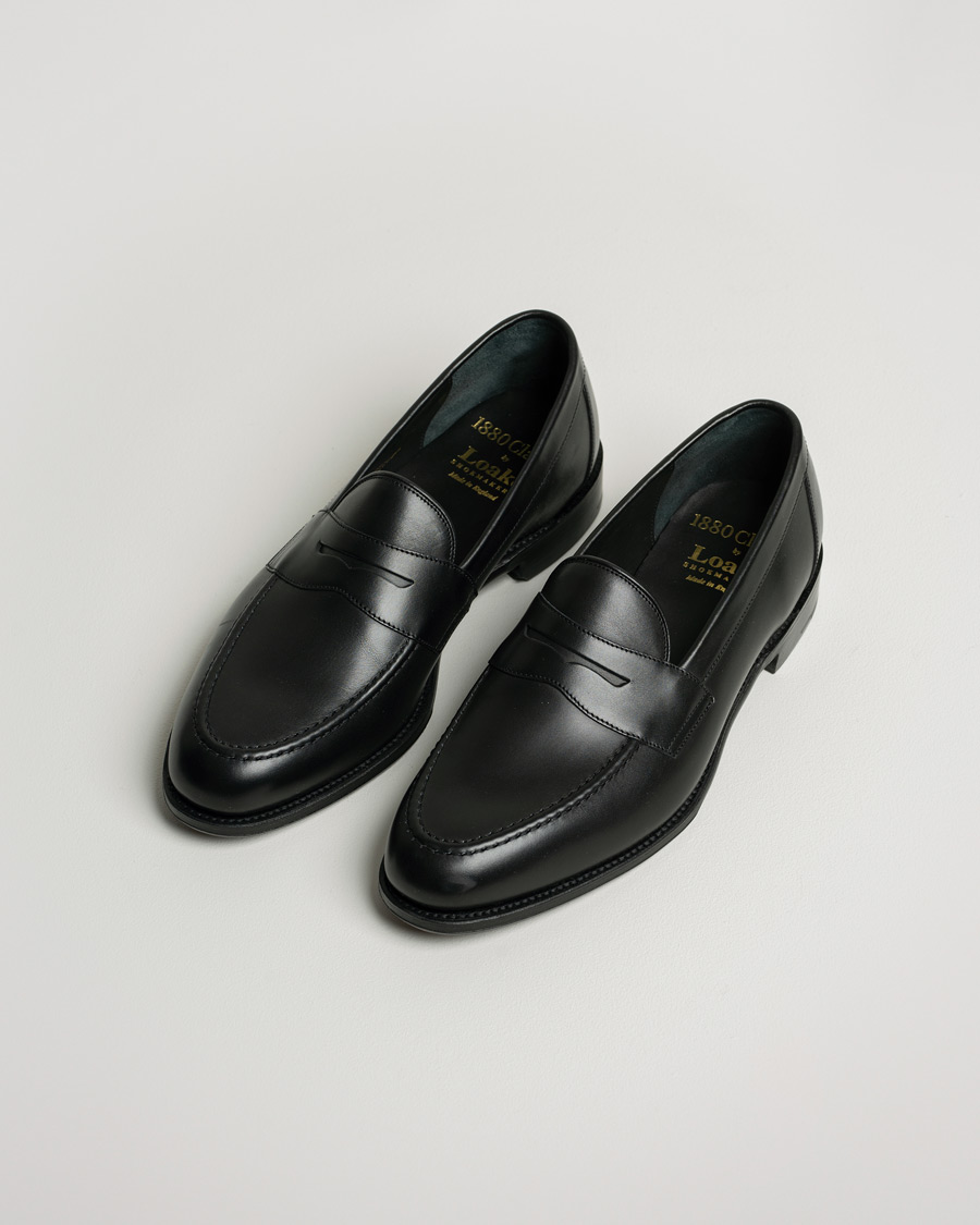 Homme | Loake 1880 Hornbeam Eco Penny Loafer Black | Pre-owned | Loake 1880 Hornbeam Eco Penny Loafer Black