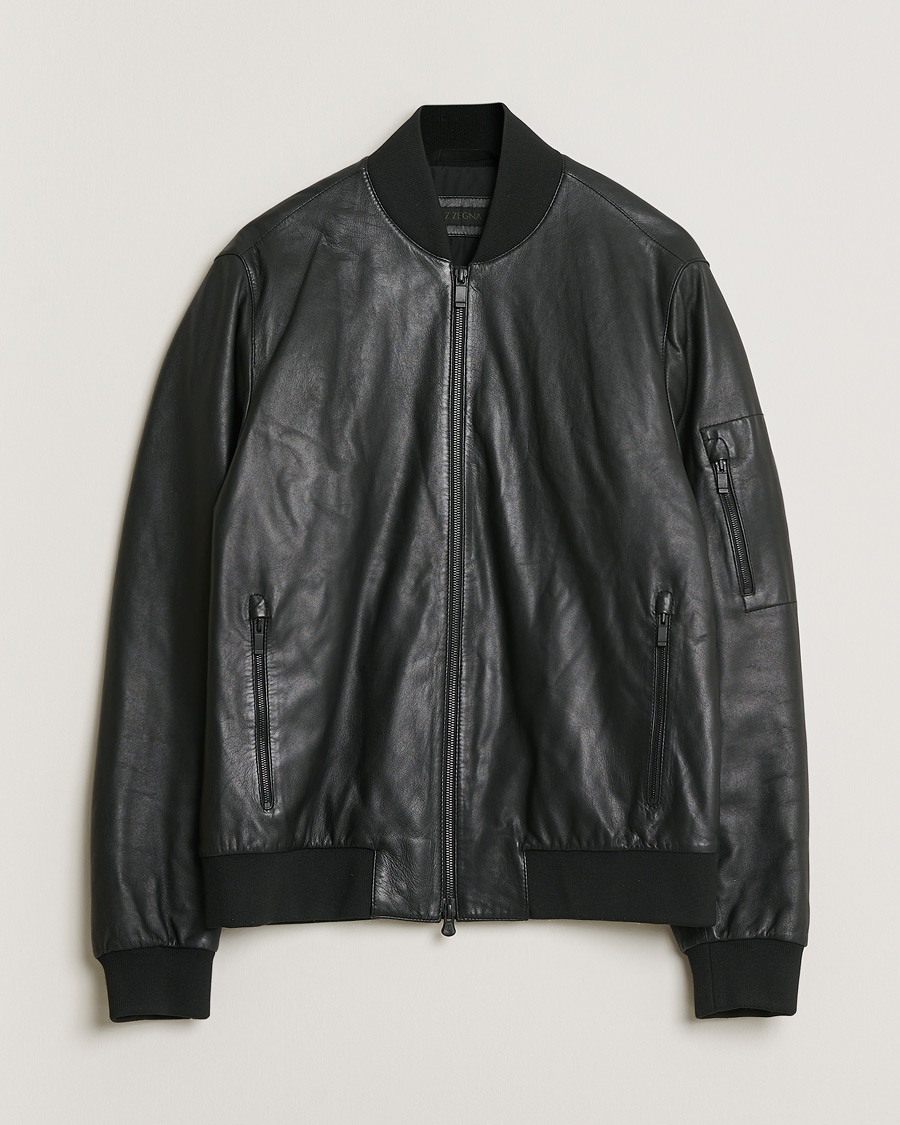 Homme | Pre-owned Manteaux Et Vestes | Pre-owned | Z Zegna Lambskin Bomber Jacket Black M