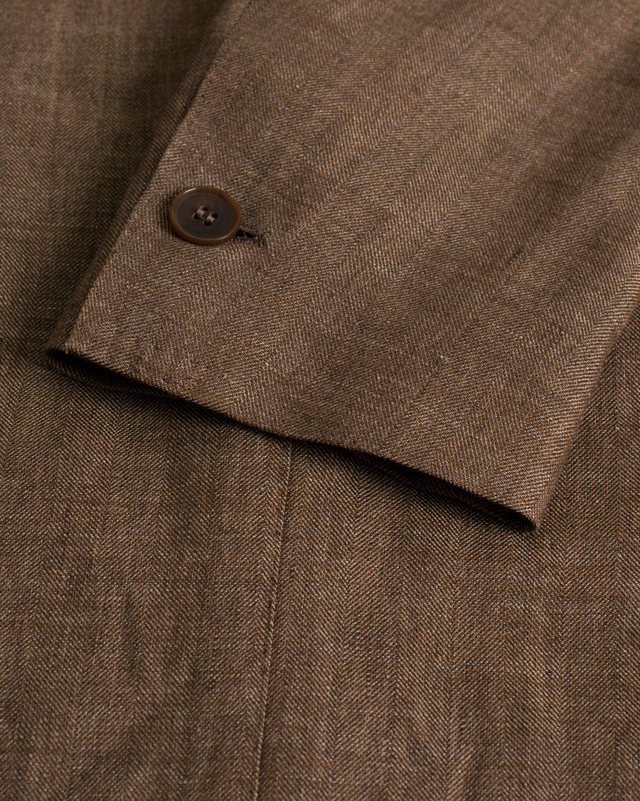 Homme | Blazers | Pre-owned | Gabo Napoli Herringbone Linen/Wool Blazer Brown 52
