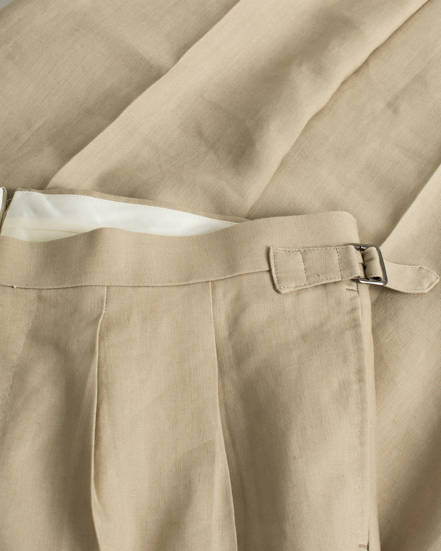 Homme | Beams F Pleated Linen Trousers Beige | Pre-owned | Beams F Pleated Linen Trousers Beige