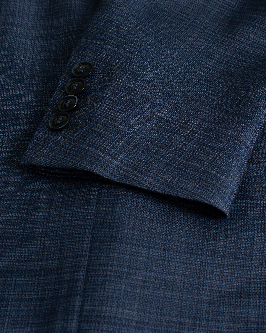 Homme | Blazers | Pre-owned | Canali Wool Silk & Linen Blazer Blue Melange 50