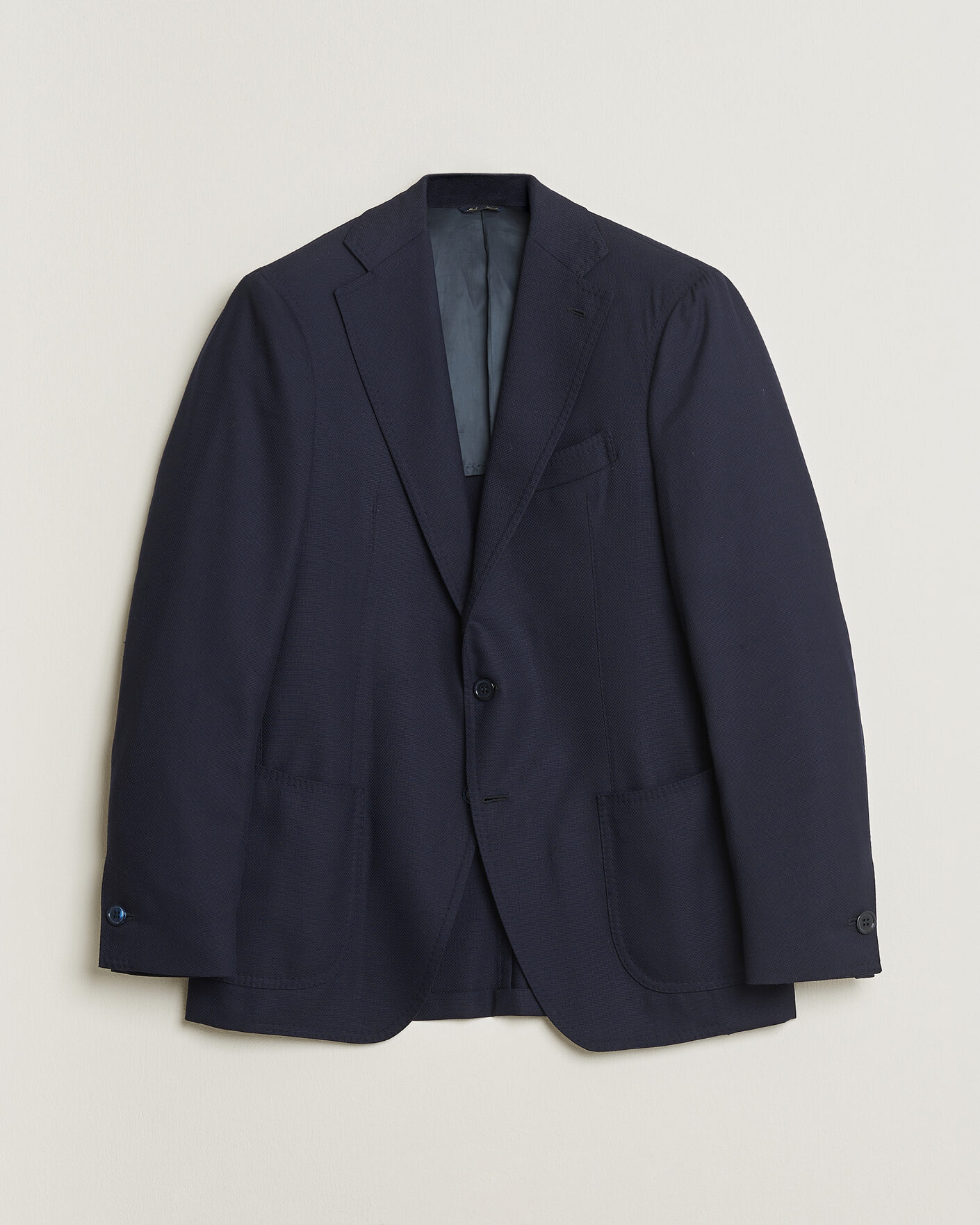 Homme | Pre-owned Blazers | Pre-owned | Gabo Napoli Navy Hopsack Wool Blazer 50