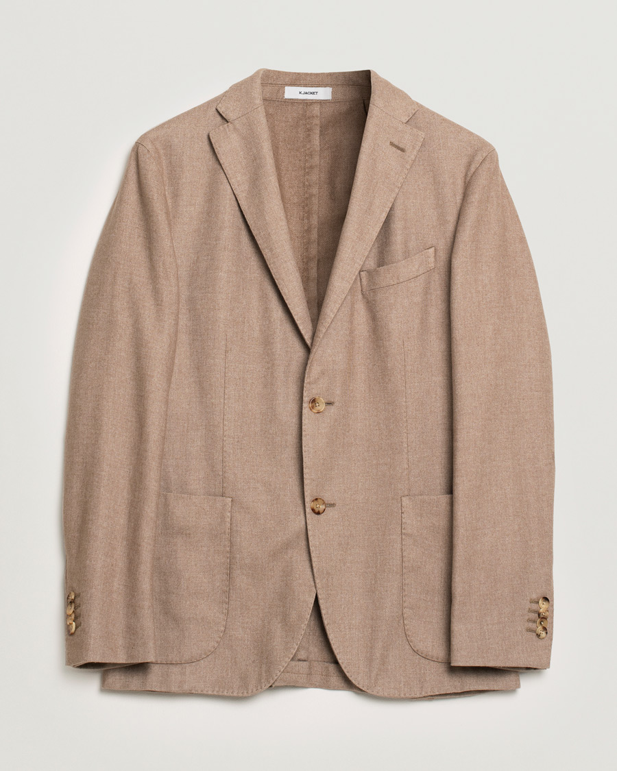 Homme | Blazers | Pre-owned | Boglioli K Jacket Cashmere Flannel Blazer Taupe 48