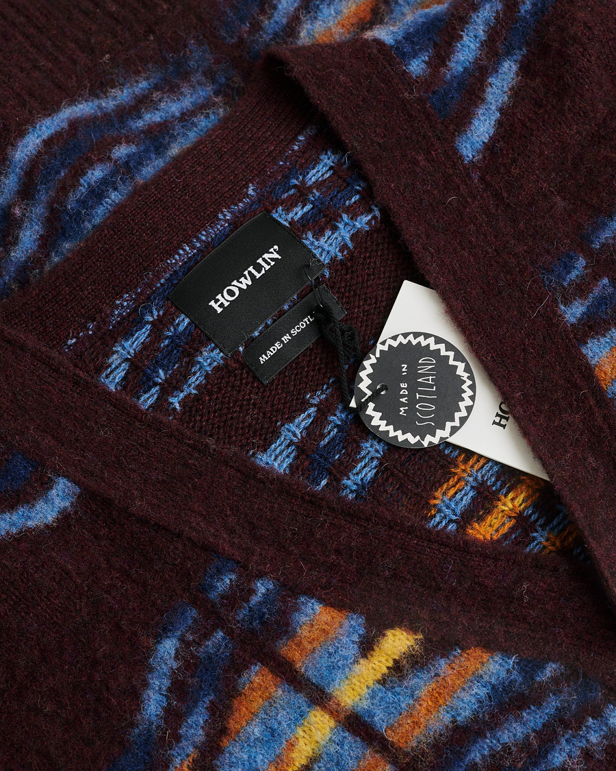 Homme | Pre-owned Pulls Et Tricots | Pre-owned | Howlin' Brushed Wool Pattern Cardigan Bordeaux M