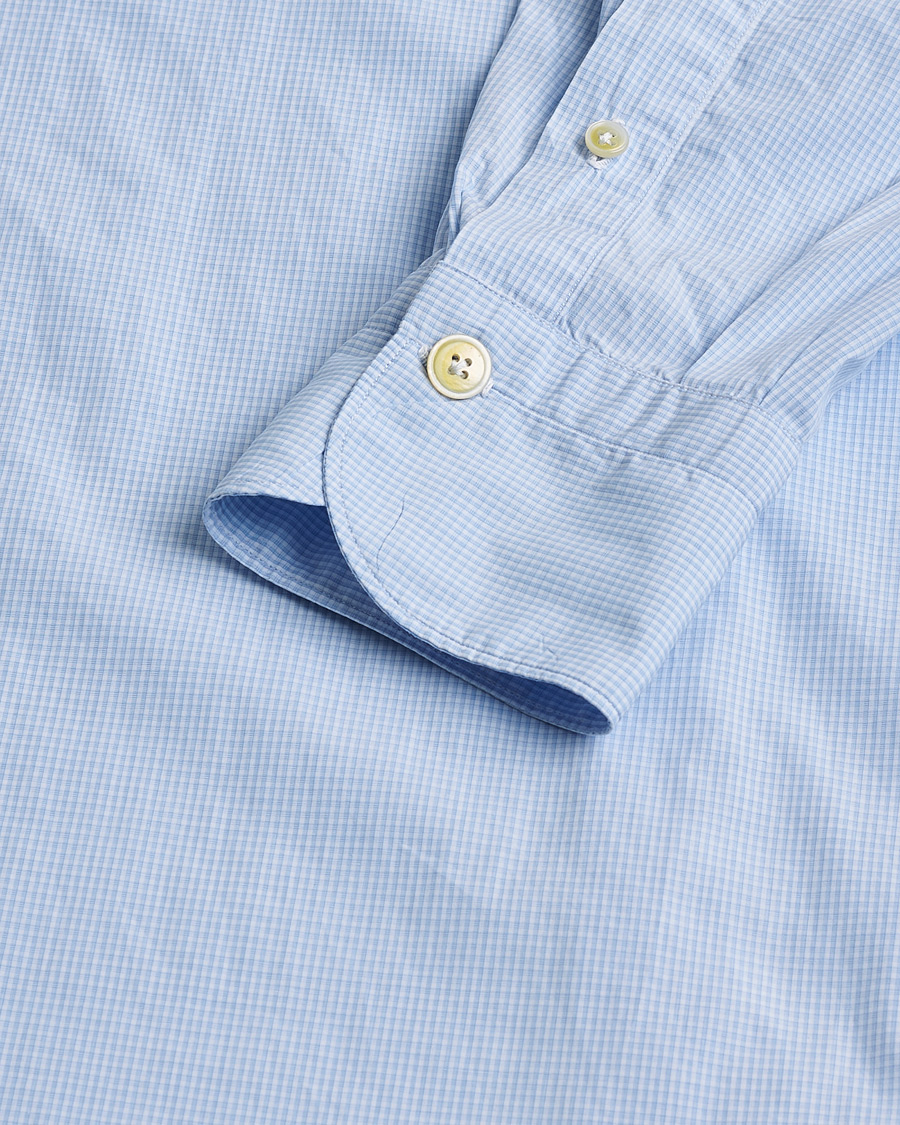 Homme | Finamore Napoli Milano Slim Washed Dress Shirt Blue Check | Pre-owned | Finamore Napoli Milano Slim Washed Dress Shirt Blue Check