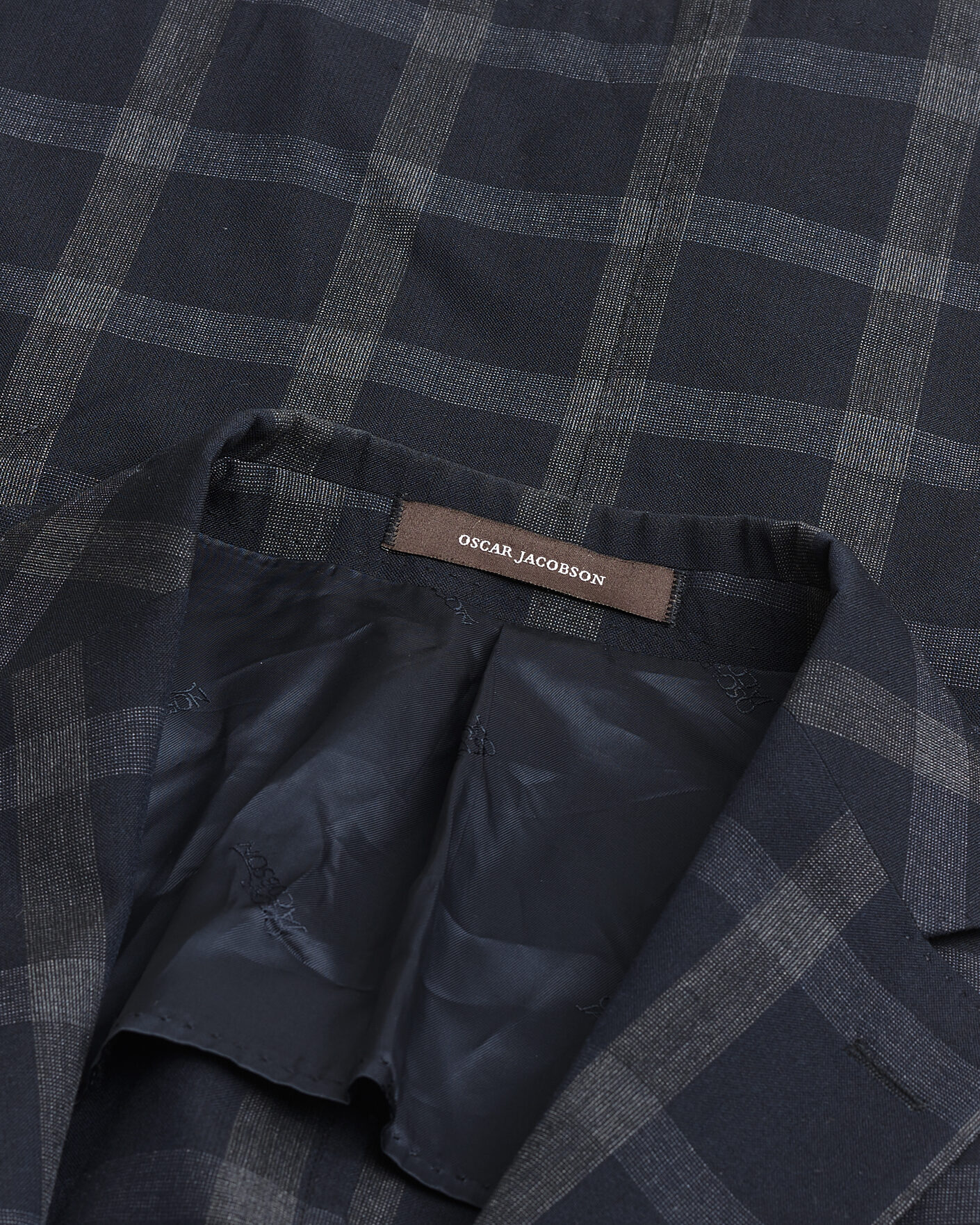 Homme | Pre-owned Blazers | Pre-owned | Oscar Jacobson Epic Checked Wool Blazer Blue 52