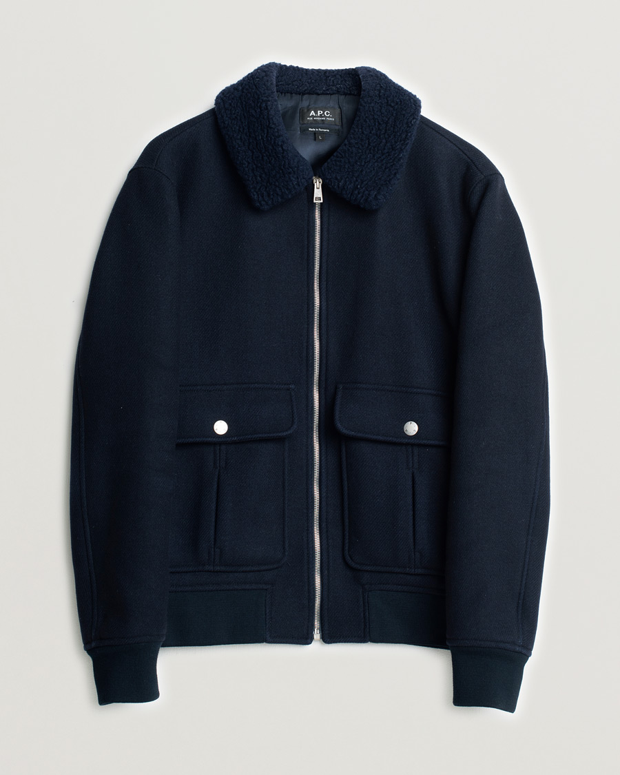 Homme | Manteaux Et Vestes | Pre-owned | A.P.C. Ben Shearling Bomber Jacket Dark Navy