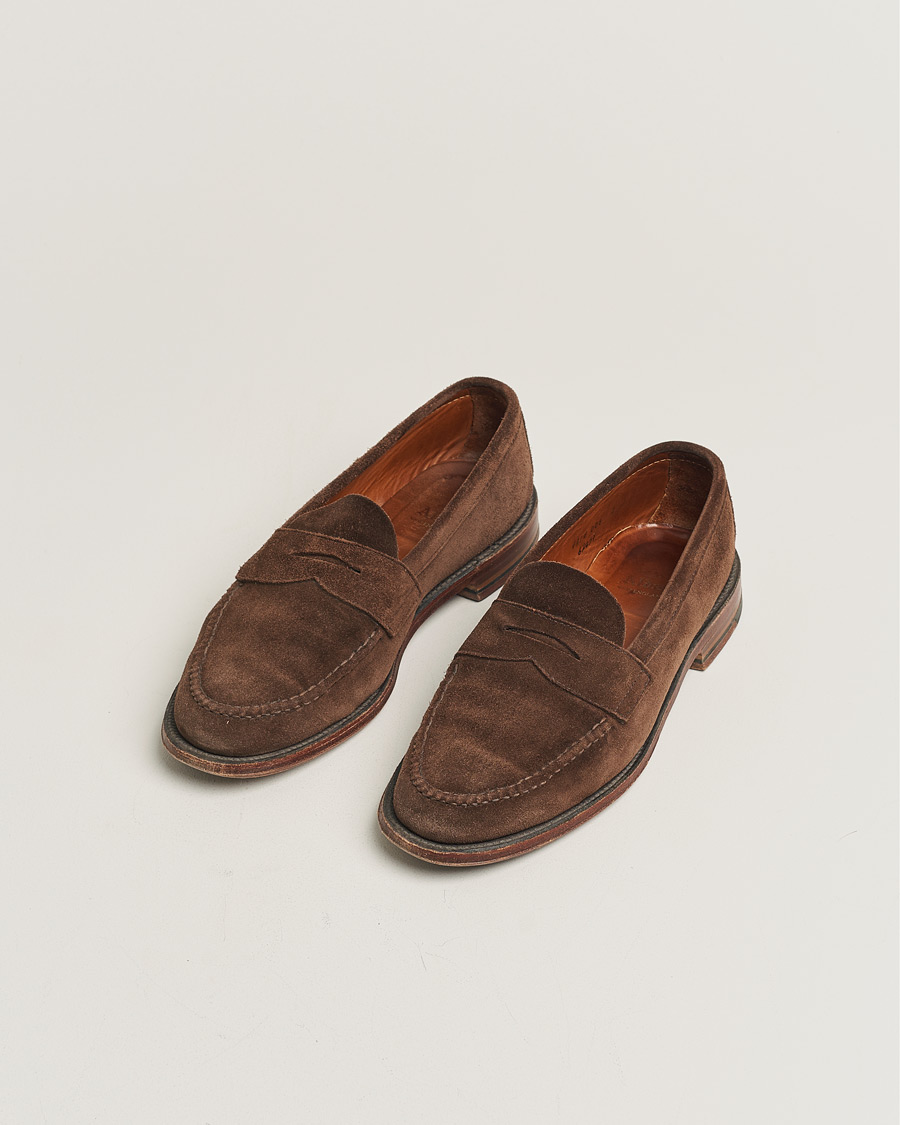 Homme | Alden 6245F Unlined Leisure Handsewn Penny Loafer Dark Brown Suede US10 - EU44 | Pre-owned | Alden 6245F Unlined Leisure Handsewn Penny Loafer Dark Brown Suede US10 - EU44