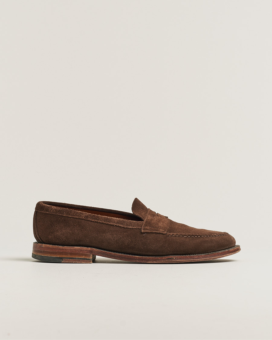 Homme | Alden 6245F Unlined Leisure Handsewn Penny Loafer Dark Brown Suede US10 - EU44 | Pre-owned | Alden 6245F Unlined Leisure Handsewn Penny Loafer Dark Brown Suede US10 - EU44