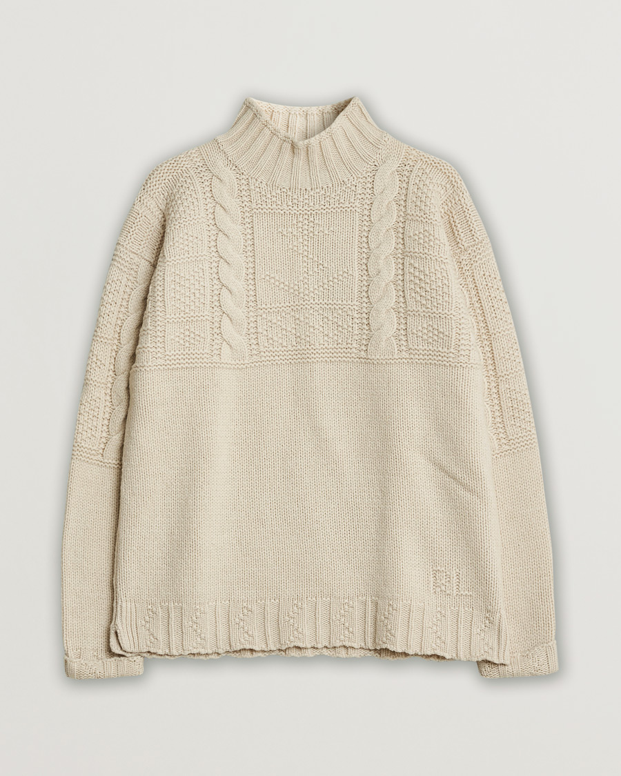 Homme | Polo Ralph Lauren Wool Knitted Aran Rollneck Cream | Pre-owned | Polo Ralph Lauren Wool Knitted Aran Rollneck Cream