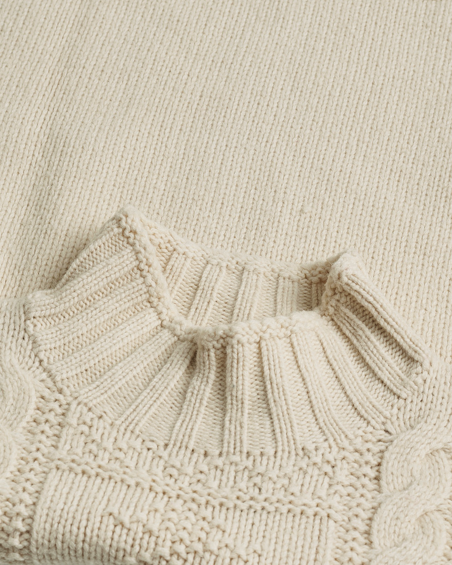 Homme | Polo Ralph Lauren Wool Knitted Aran Rollneck Cream | Pre-owned | Polo Ralph Lauren Wool Knitted Aran Rollneck Cream