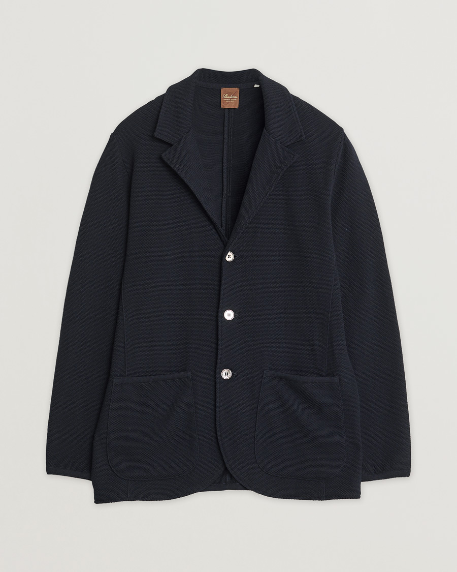 Homme | Stenströms Merino Wool Texture Knitted Blazer Navy L | Pre-owned | Stenströms Merino Wool Texture Knitted Blazer Navy L