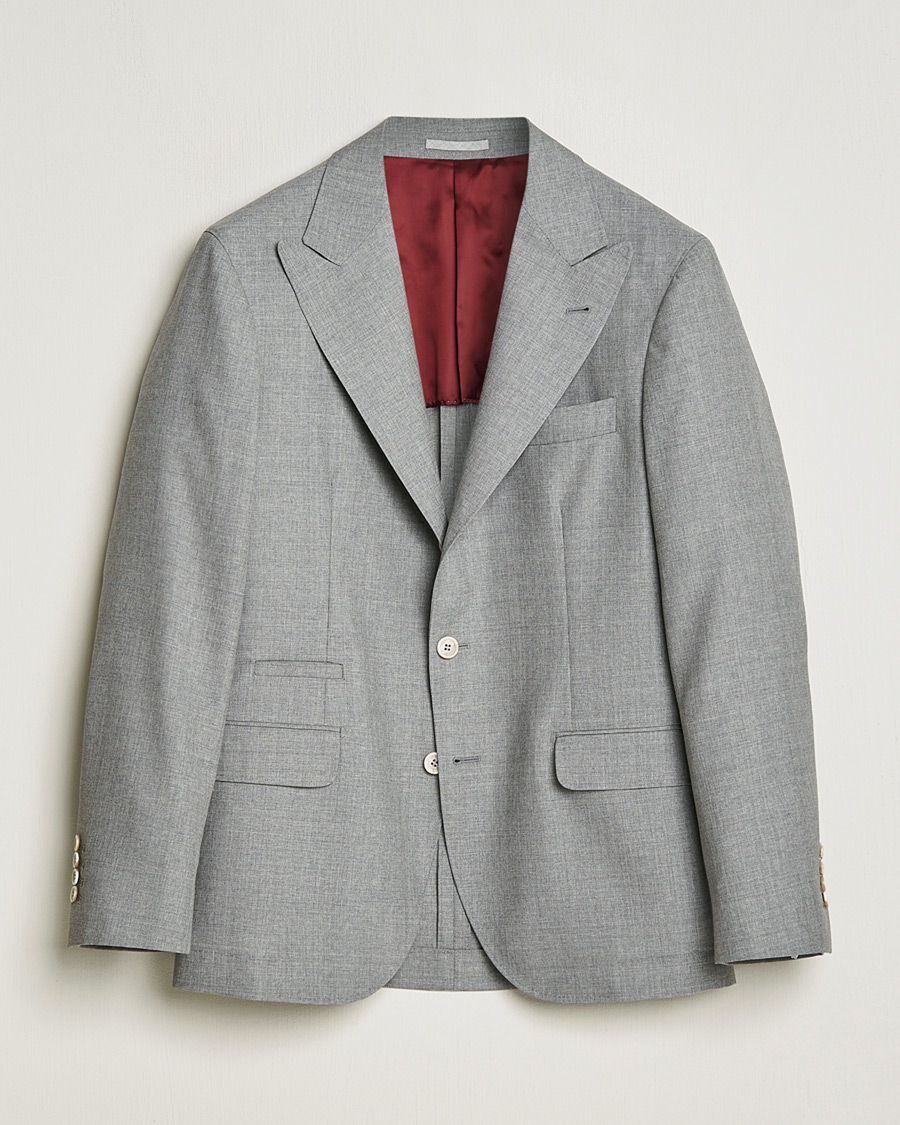 Homme | Pre-owned Blazers | Pre-owned | Brunello Cucinelli Peak Lapel Wool Blazer Light Grey