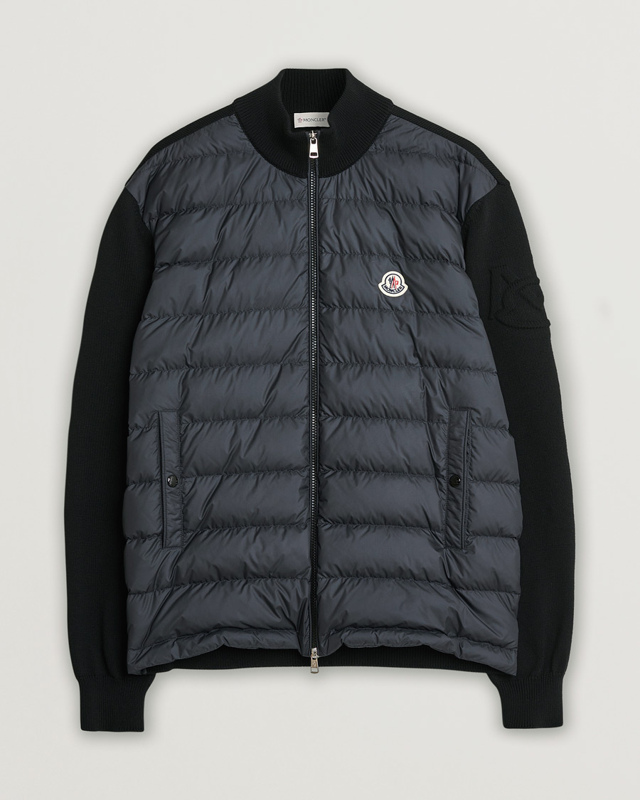 Homme | Moncler Hybrid Zip Cardigan Black | Pre-owned | Moncler Hybrid Zip Cardigan Black