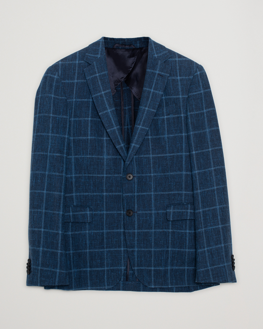 Homme | Blazers | Pre-owned | Hugo Boss Nobis Checked Blazer Dark Blue 46